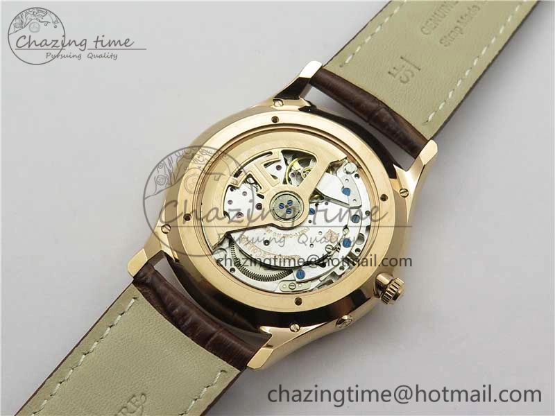 Master Ultra Thin Réserve de Marche RG ZF 1:1 Best Edition Cream Dial on Brown Leather Strap A938 V Flexible 7444