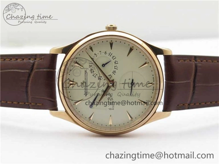 Master Ultra Thin Réserve de Marche RG ZF 1:1 Best Edition Cream Dial on Brown Leather Strap A938 V Flexible 7444