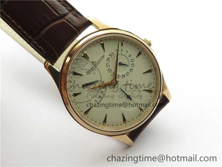 Master Ultra Thin Réserve de Marche RG ZF 1:1 Best Edition Cream Dial on Brown Leather Strap A938 V Flexible 7444