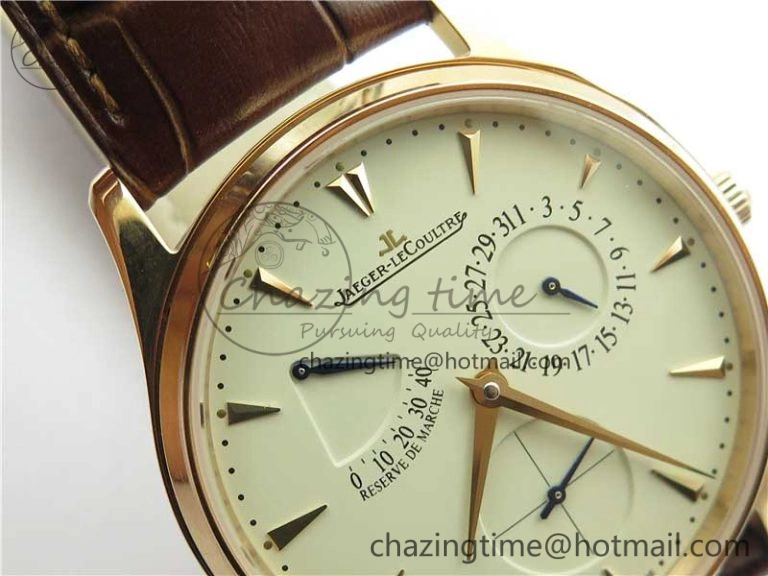 Master Ultra Thin Réserve de Marche RG ZF 1:1 Best Edition Cream Dial on Brown Leather Strap A938 V Flexible 7444