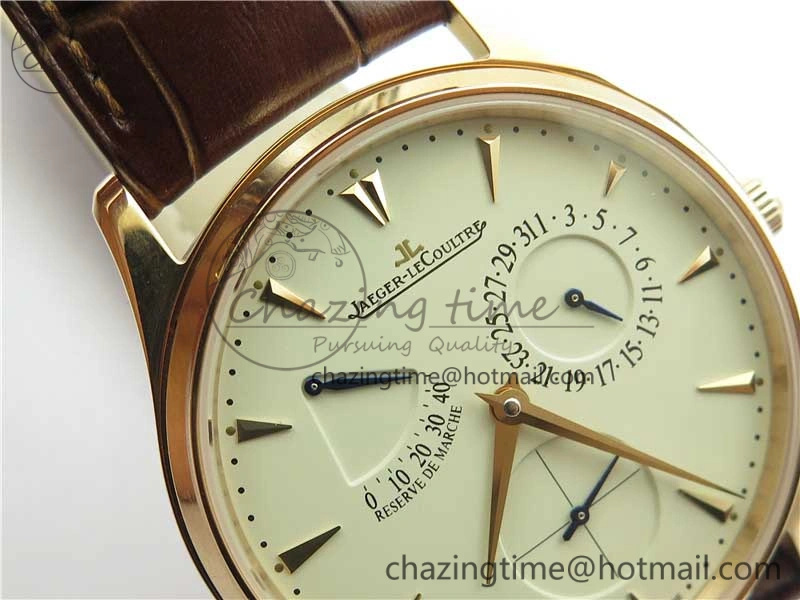 Master Ultra Thin Réserve de Marche RG ZF 1:1 Best Edition Cream Dial on Brown Leather Strap A938 V Flexible 7444