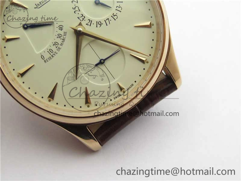 Master Ultra Thin Réserve de Marche RG ZF 1:1 Best Edition Cream Dial on Brown Leather Strap A938 V Flexible 7444