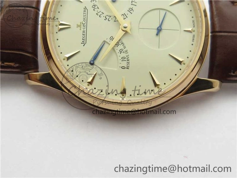 Master Ultra Thin Réserve de Marche RG ZF 1:1 Best Edition Cream Dial on Brown Leather Strap A938 V Flexible 7444