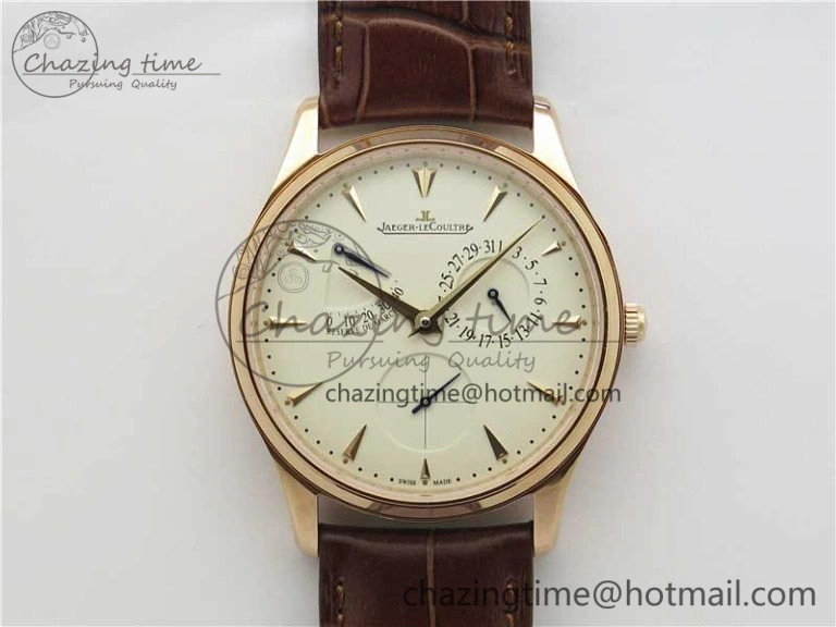 Master Ultra Thin Réserve de Marche RG ZF 1:1 Best Edition Cream Dial on Brown Leather Strap A938 V Flexible 7444