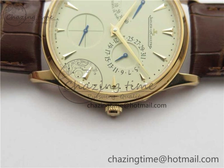 Master Ultra Thin Réserve de Marche RG ZF 1:1 Best Edition Cream Dial on Brown Leather Strap A938 V Flexible 7444