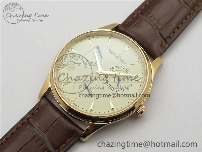 Master Ultra Thin Réserve de Marche RG ZF 1:1 Best Edition Cream Dial on Brown Leather Strap A938 V Flexible 7444