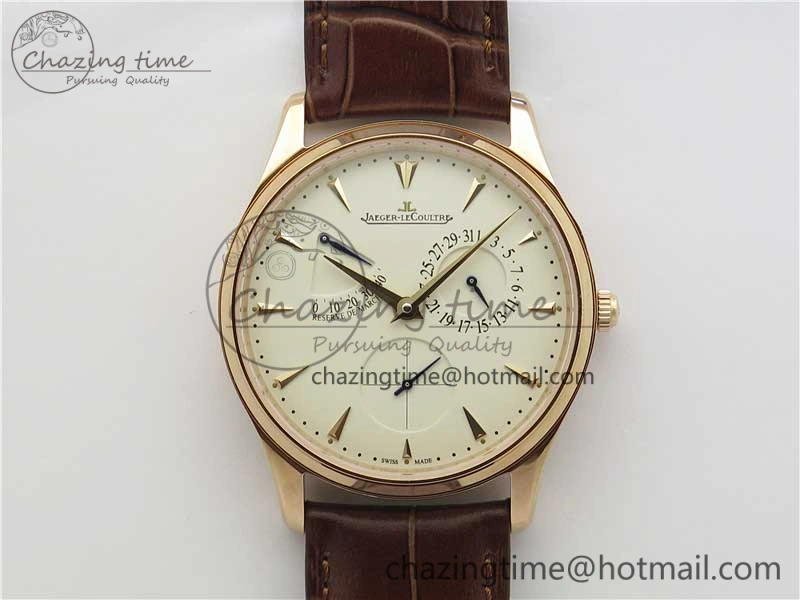Master Ultra Thin Réserve de Marche RG ZF 1:1 Best Edition Cream Dial on Brown Leather Strap A938 V Flexible 7444