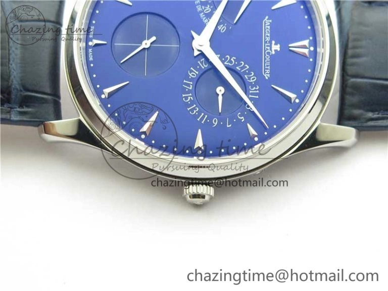 Functional Master Ultra Thin Réserve de Marche SS ZF 1:1 Best Edition Blue Dial on Blue Leather Strap A938 V 7445