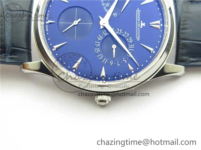 Functional Master Ultra Thin Réserve de Marche SS ZF 1:1 Best Edition Blue Dial on Blue Leather Strap A938 V 7445