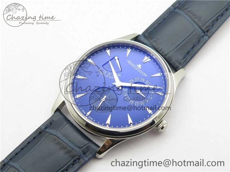 Functional Master Ultra Thin Réserve de Marche SS ZF 1:1 Best Edition Blue Dial on Blue Leather Strap A938 V 7445