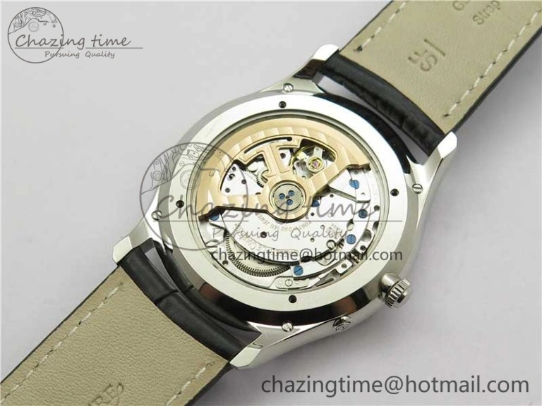OnTrend Master Ultra Thin Réserve de Marche SS ZF 1:1 Best Edition White Dial on Black Leather Strap A938 V 7447