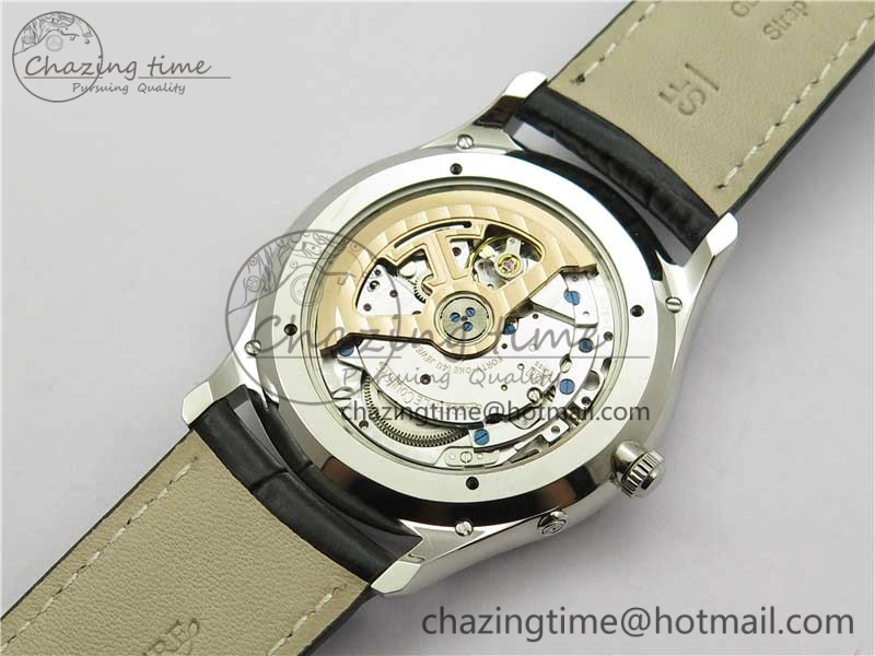 OnTrend Master Ultra Thin Réserve de Marche SS ZF 1:1 Best Edition White Dial on Black Leather Strap A938 V 7447