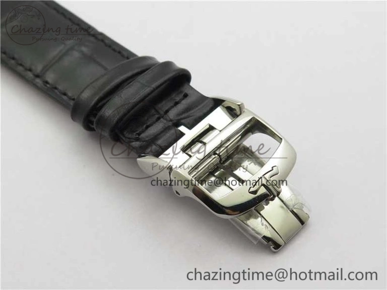 OnTrend Master Ultra Thin Réserve de Marche SS ZF 1:1 Best Edition White Dial on Black Leather Strap A938 V 7447