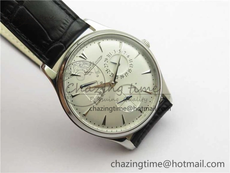 OnTrend Master Ultra Thin Réserve de Marche SS ZF 1:1 Best Edition White Dial on Black Leather Strap A938 V 7447