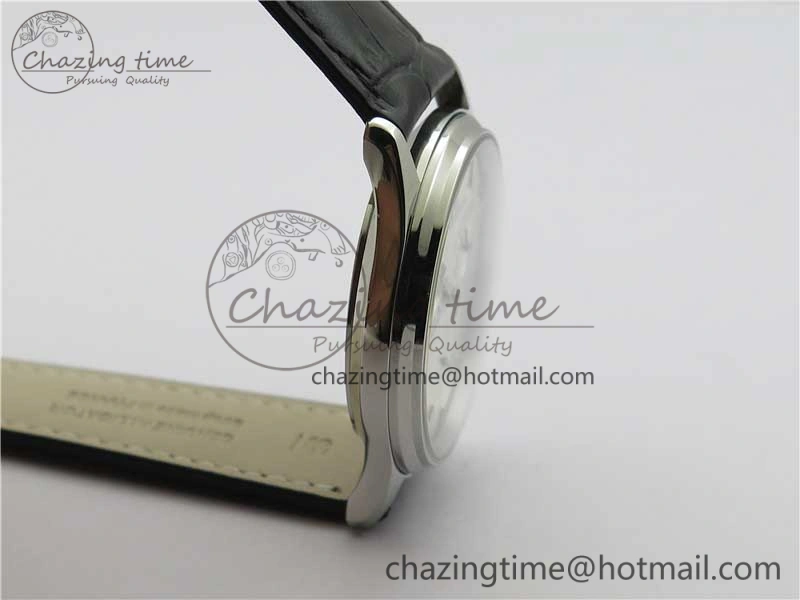 OnTrend Master Ultra Thin Réserve de Marche SS ZF 1:1 Best Edition White Dial on Black Leather Strap A938 V 7447