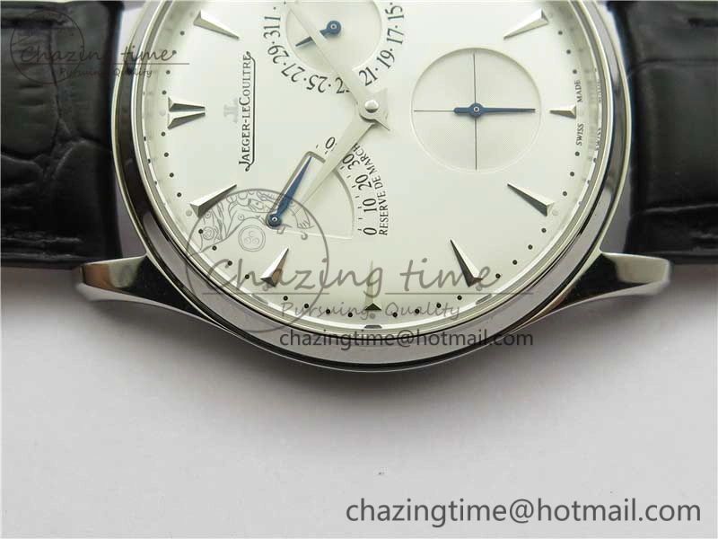 OnTrend Master Ultra Thin Réserve de Marche SS ZF 1:1 Best Edition White Dial on Black Leather Strap A938 V 7447
