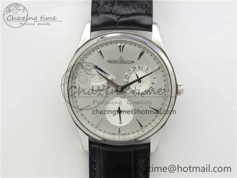 OnTrend Master Ultra Thin Réserve de Marche SS ZF 1:1 Best Edition White Dial on Black Leather Strap A938 V 7447