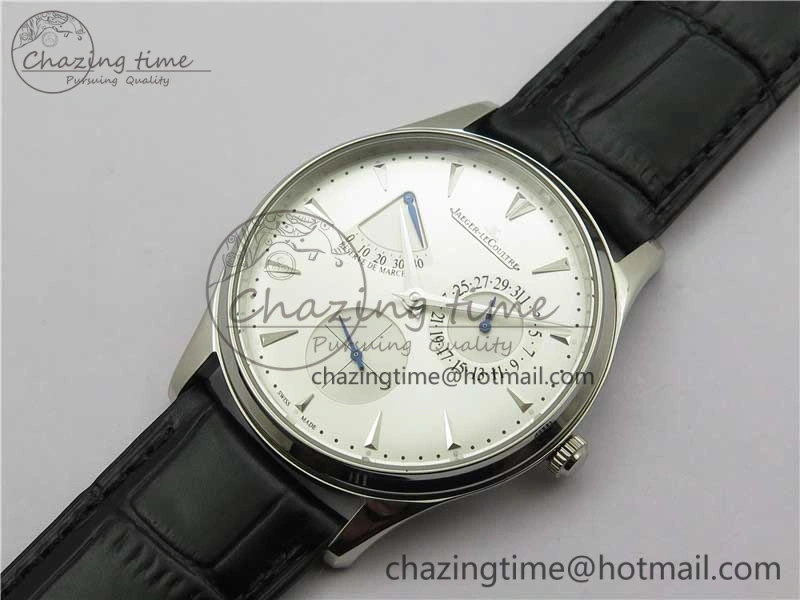 OnTrend Master Ultra Thin Réserve de Marche SS ZF 1:1 Best Edition White Dial on Black Leather Strap A938 V 7447