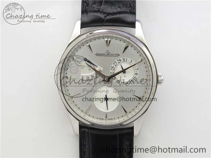 OnTrend Master Ultra Thin Réserve de Marche SS ZF 1:1 Best Edition White Dial on Black Leather Strap A938 V 7447
