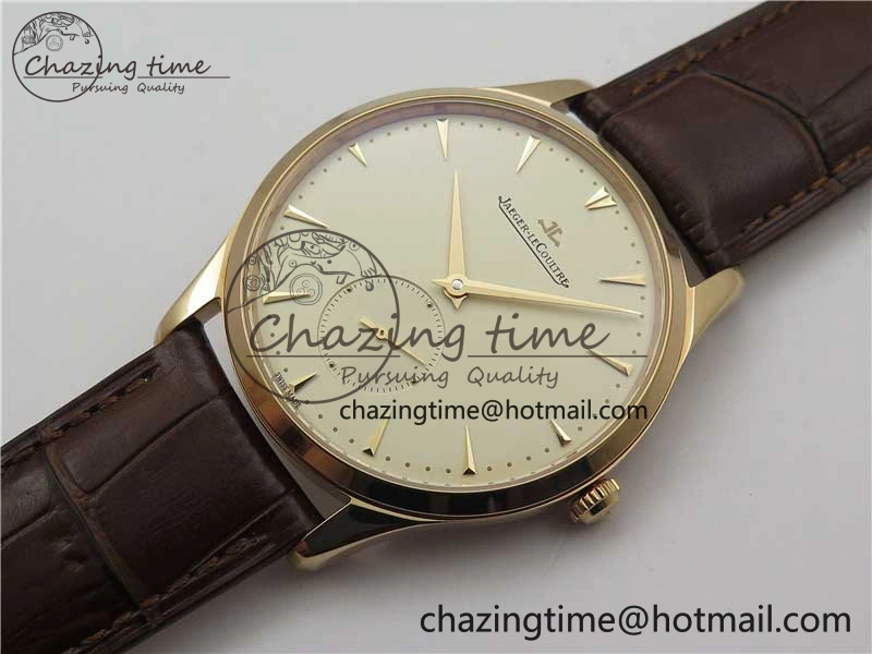 Classic Master Ultra Thin Small Second RG ZF 1:1 Best Edition White Dial on Brown Leather Strap A 7439