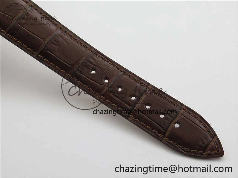 Classic Master Ultra Thin Small Second RG ZF 1:1 Best Edition White Dial on Brown Leather Strap A 7439