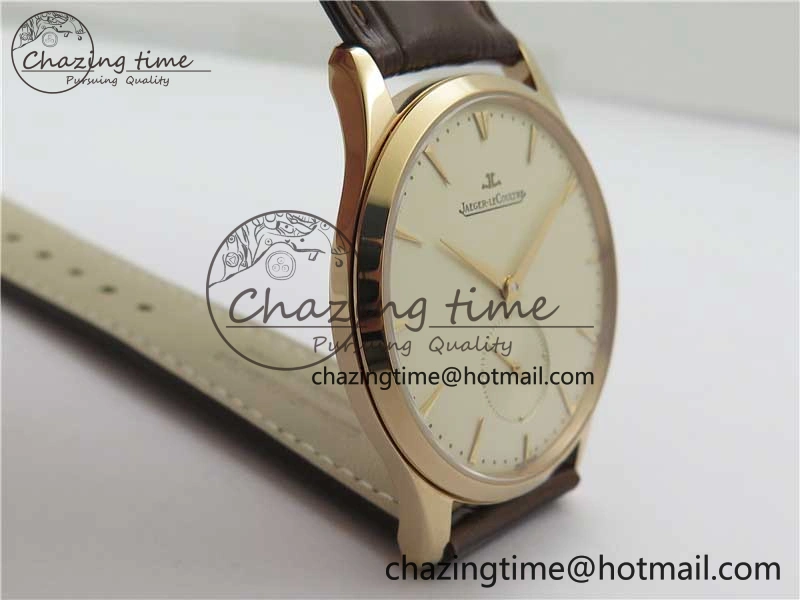 Classic Master Ultra Thin Small Second RG ZF 1:1 Best Edition White Dial on Brown Leather Strap A 7439