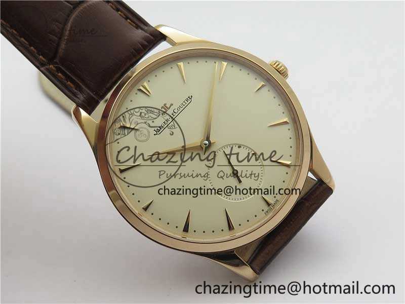 Classic Master Ultra Thin Small Second RG ZF 1:1 Best Edition White Dial on Brown Leather Strap A 7439