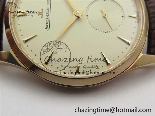 Classic Master Ultra Thin Small Second RG ZF 1:1 Best Edition White Dial on Brown Leather Strap A 7439
