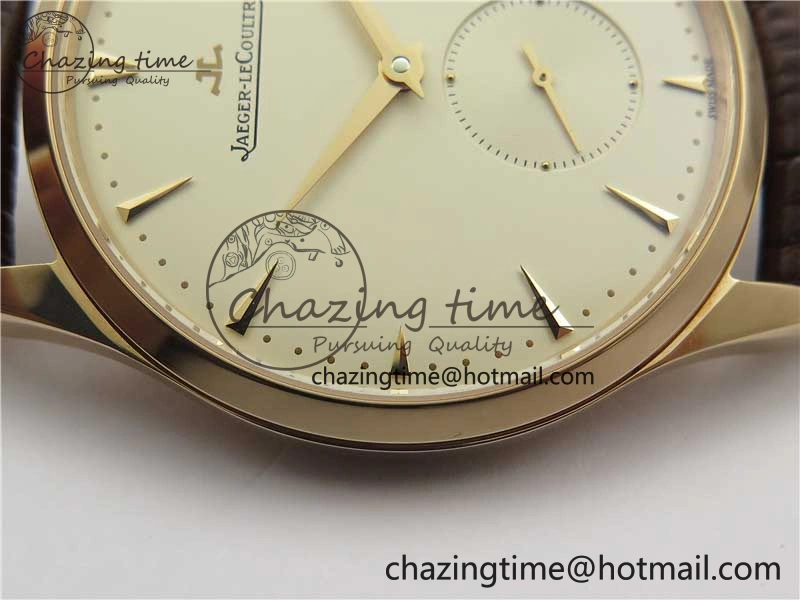 Classic Master Ultra Thin Small Second RG ZF 1:1 Best Edition White Dial on Brown Leather Strap A 7439