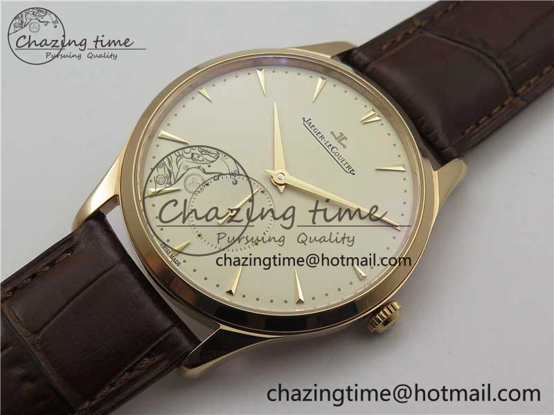 Classic Master Ultra Thin Small Second RG ZF 1:1 Best Edition White Dial on Brown Leather Strap A 7439