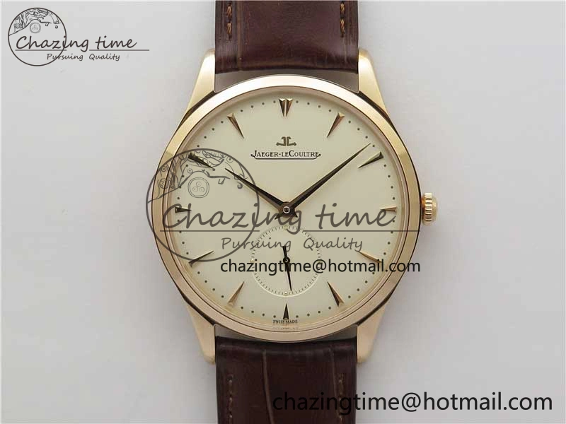 Classic Master Ultra Thin Small Second RG ZF 1:1 Best Edition White Dial on Brown Leather Strap A 7439
