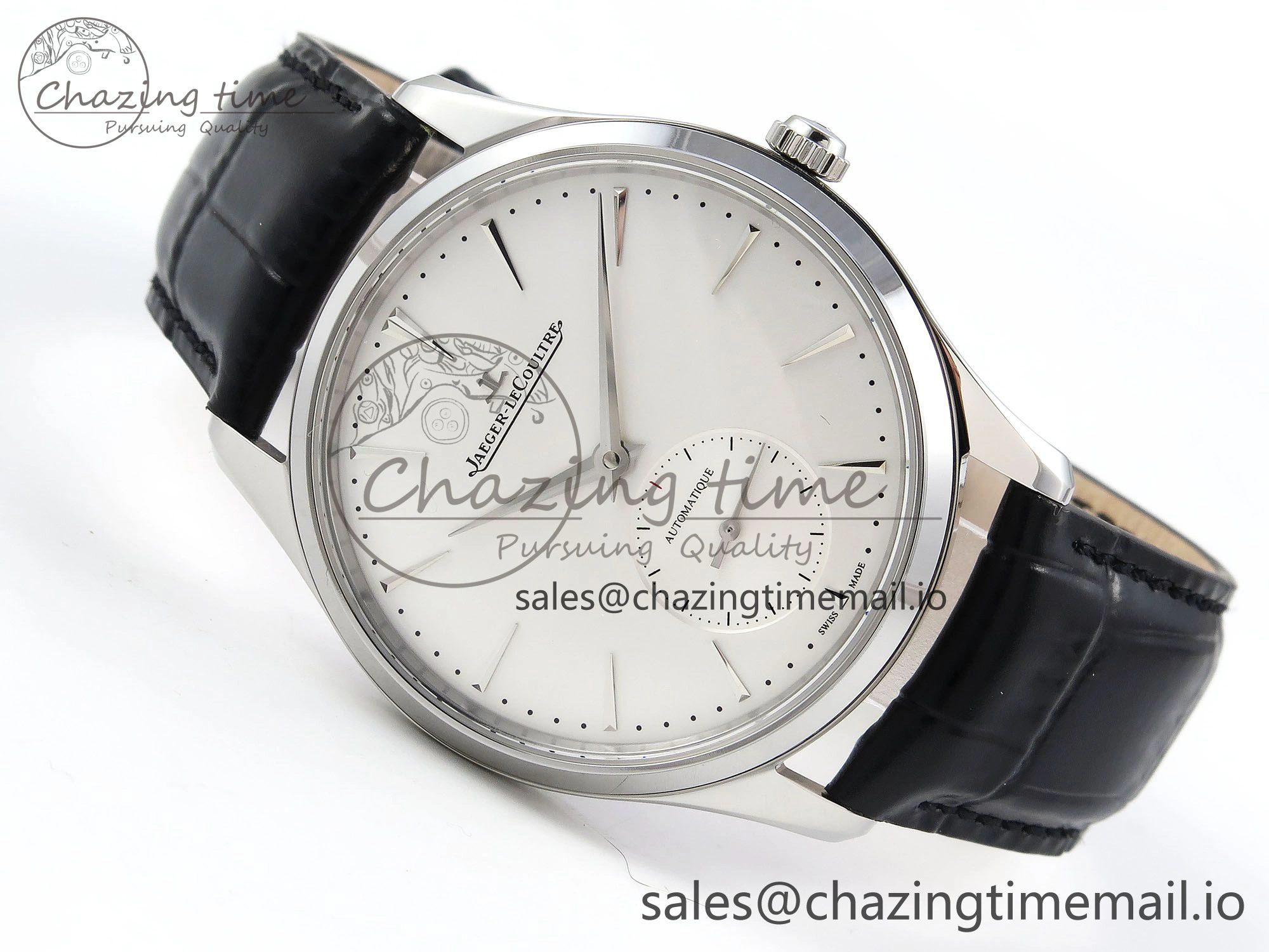 Master Ultra Thin Small Second SS APSF 1:1 Best Edition White Dial on Black Leather Strap SA896 Super Clone Seasonal 7404