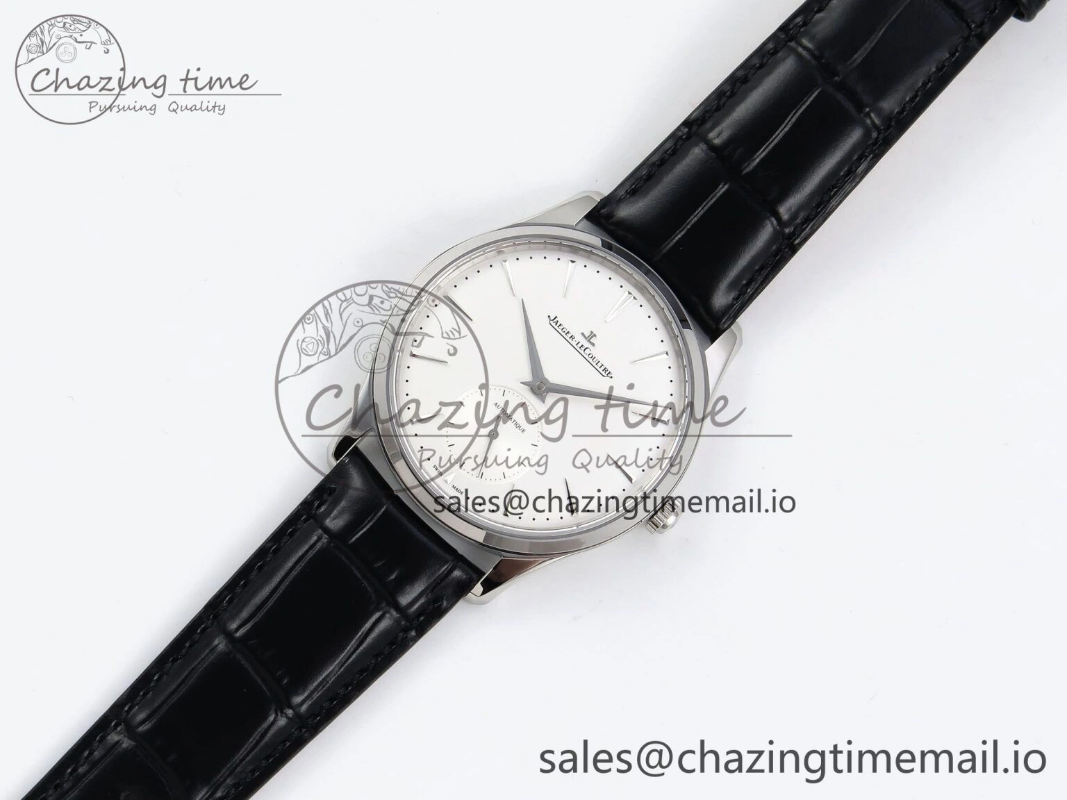 Master Ultra Thin Small Second SS APSF 1:1 Best Edition White Dial on Black Leather Strap SA896 Super Clone Seasonal 7404