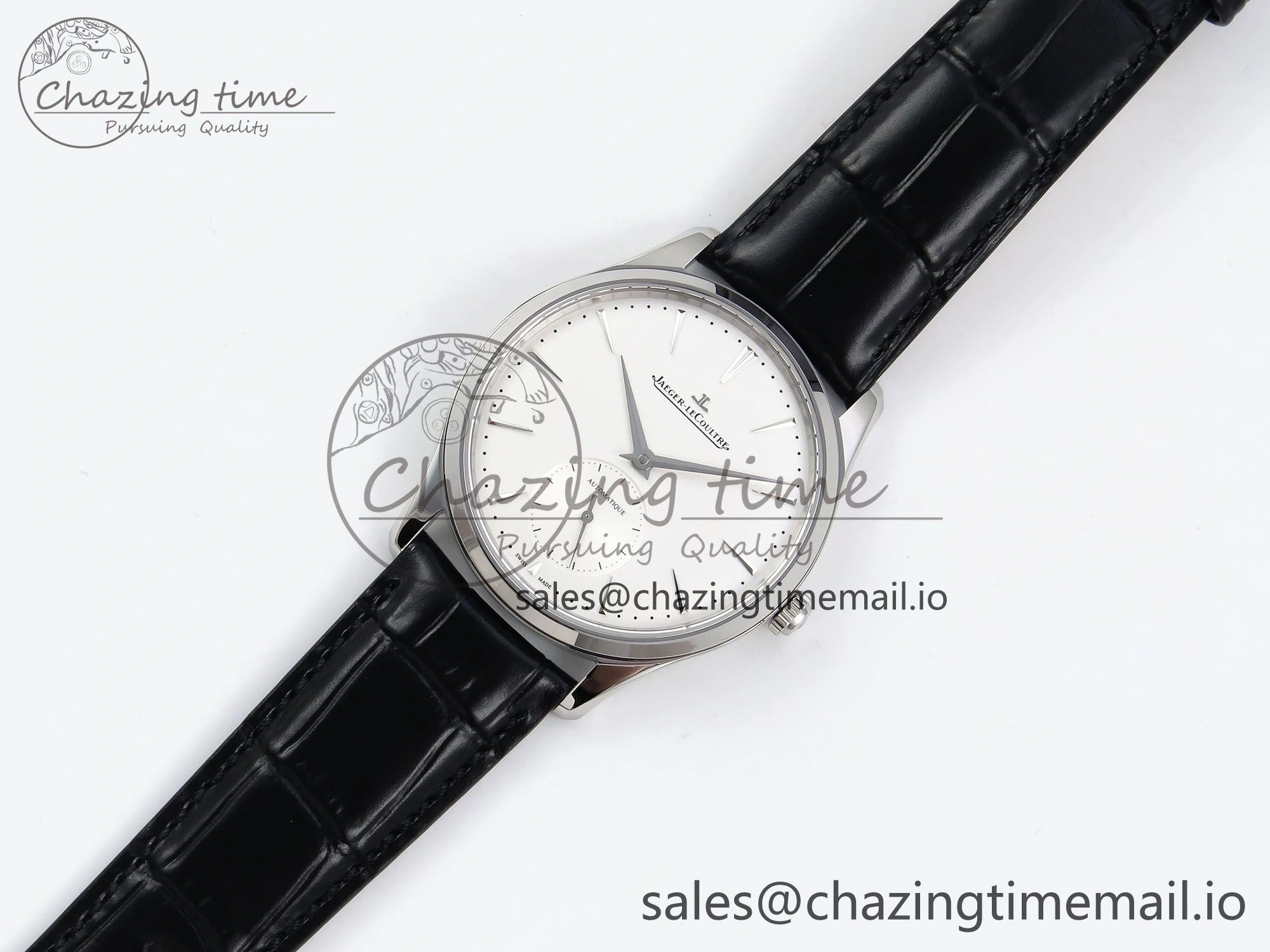 Master Ultra Thin Small Second SS APSF 1:1 Best Edition White Dial on Black Leather Strap SA896 Super Clone Seasonal 7404