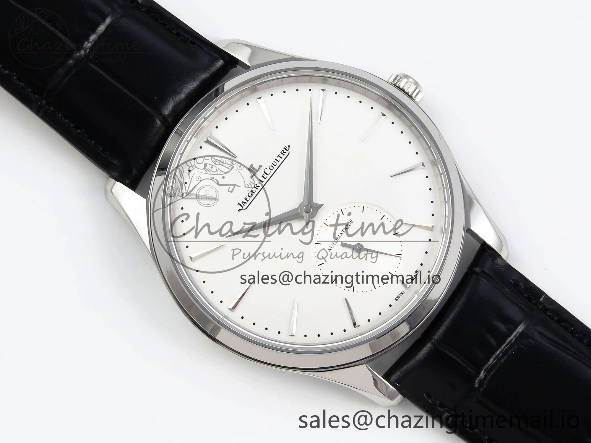Master Ultra Thin Small Second SS APSF 1:1 Best Edition White Dial on Black Leather Strap SA896 Super Clone Seasonal 7404