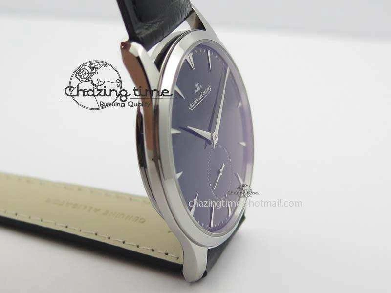 Master Ultra Thin Small Second SS ZF 1:1 Best Edition Black Dial On Black Leather Strap ZeroBulk 7502