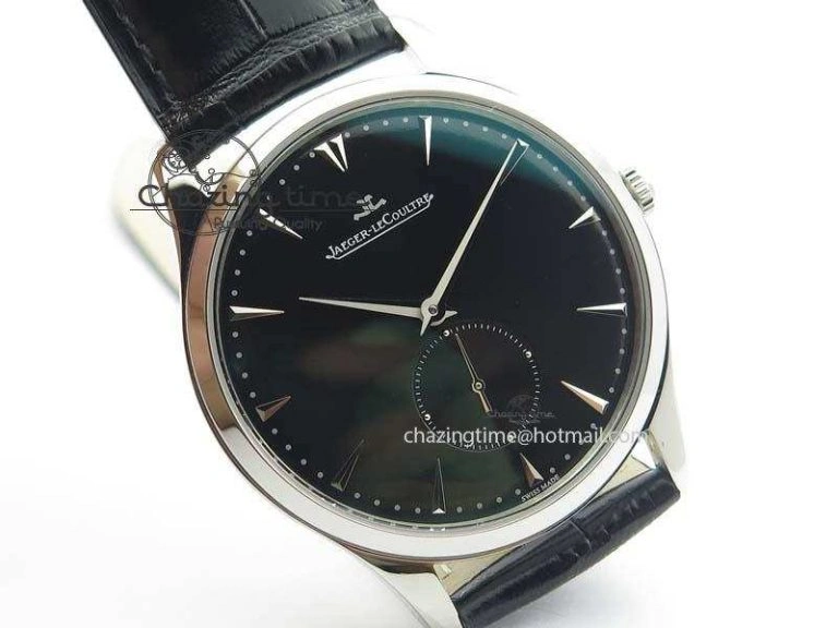 Master Ultra Thin Small Second SS ZF 1:1 Best Edition Black Dial On Black Leather Strap ZeroBulk 7502