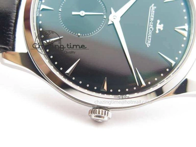 Master Ultra Thin Small Second SS ZF 1:1 Best Edition Black Dial On Black Leather Strap ZeroBulk 7502