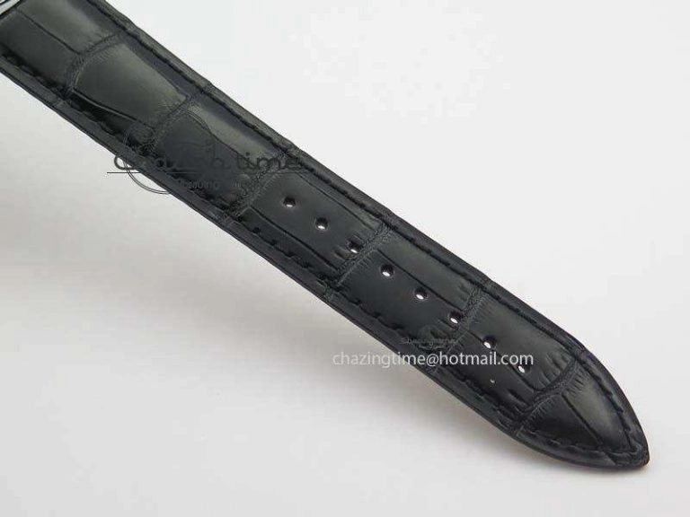 Master Ultra Thin Small Second SS ZF 1:1 Best Edition Black Dial On Black Leather Strap ZeroBulk 7502