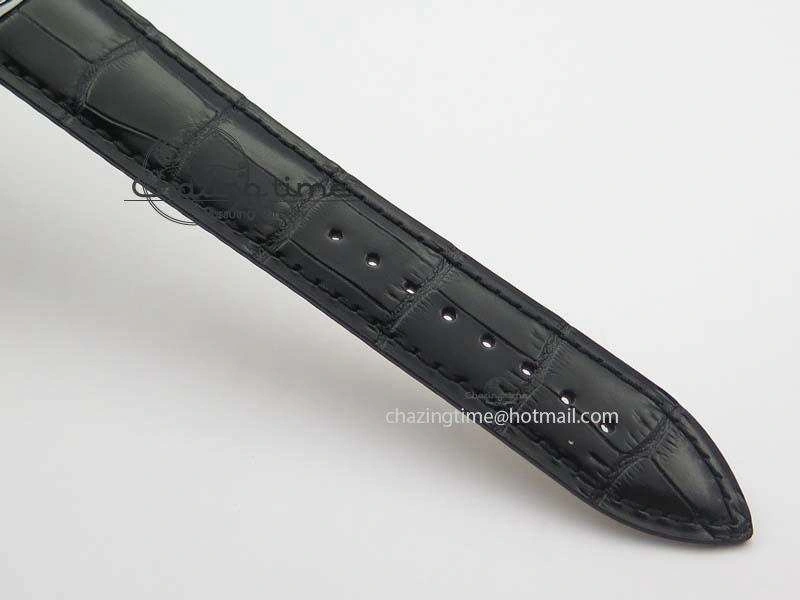 Master Ultra Thin Small Second SS ZF 1:1 Best Edition Black Dial On Black Leather Strap ZeroBulk 7502