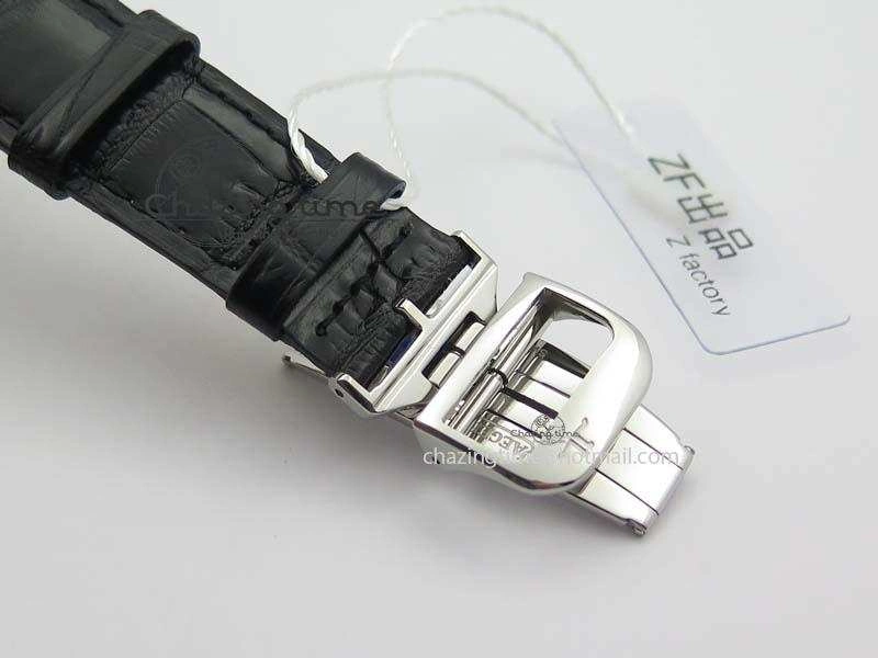 Master Ultra Thin Small Second SS ZF 1:1 Best Edition Black Dial On Black Leather Strap ZeroBulk 7502