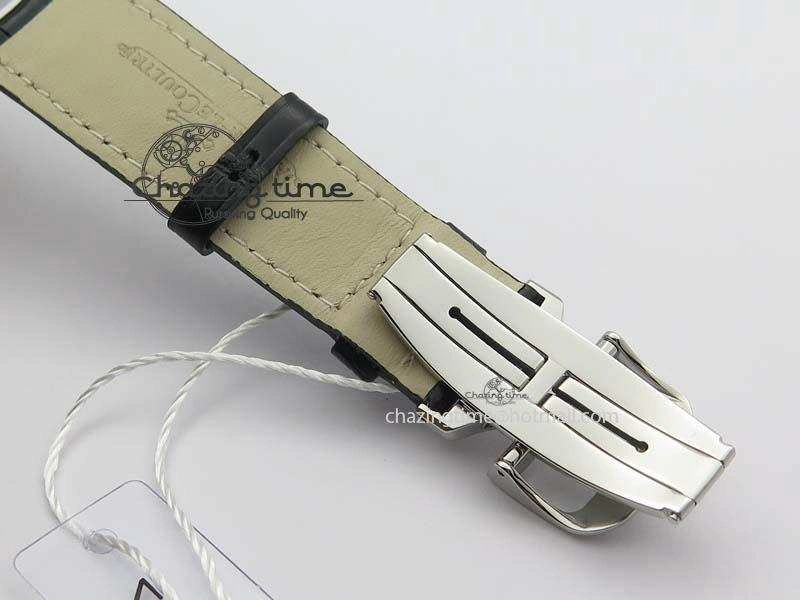 Master Ultra Thin Small Second SS ZF 1:1 Best Edition Black Dial On Black Leather Strap ZeroBulk 7502