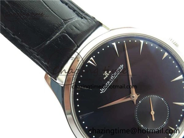 ModernLook Master Ultra Thin Small Second SS ZF 1:1 Best Edition Black Dial on Black Leather Strap A 7441
