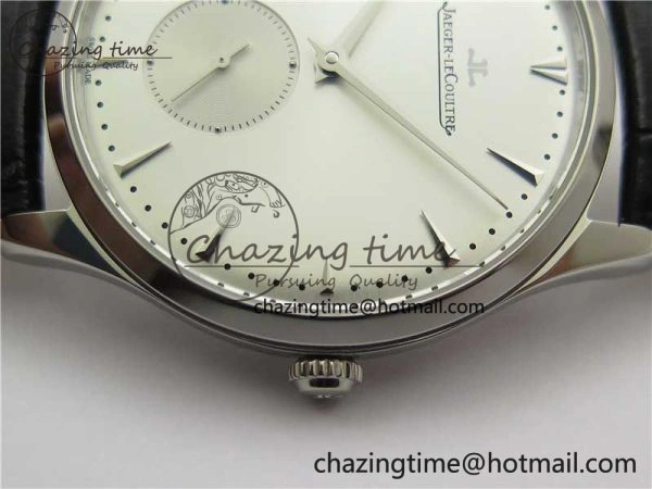 Upgraded Master Ultra Thin Small Second SS ZF 1:1 Best Edition White Dial on Black Leather Strap A 7442
