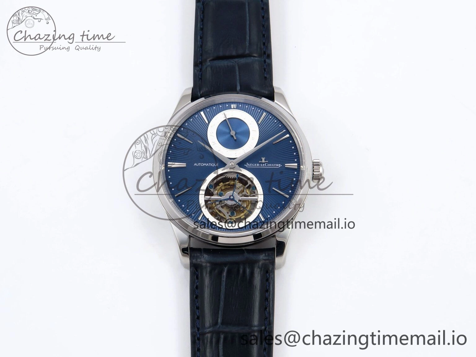 Master Ultra Thin Tourbillon SS APSF Best Edition Blue Dial on Blue Leather Strap HighQuality 7405