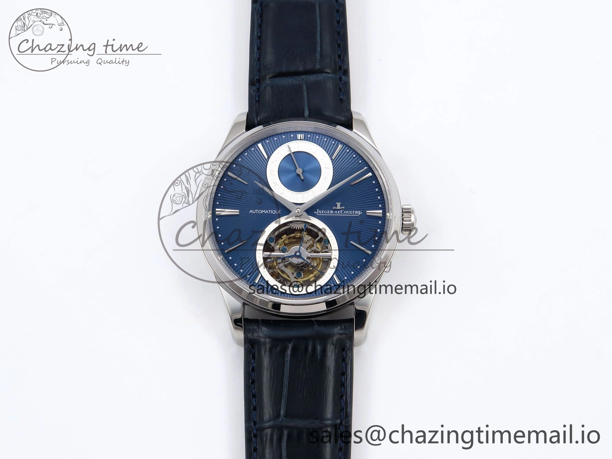 Master Ultra Thin Tourbillon SS APSF Best Edition Blue Dial on Blue Leather Strap HighQuality 7405