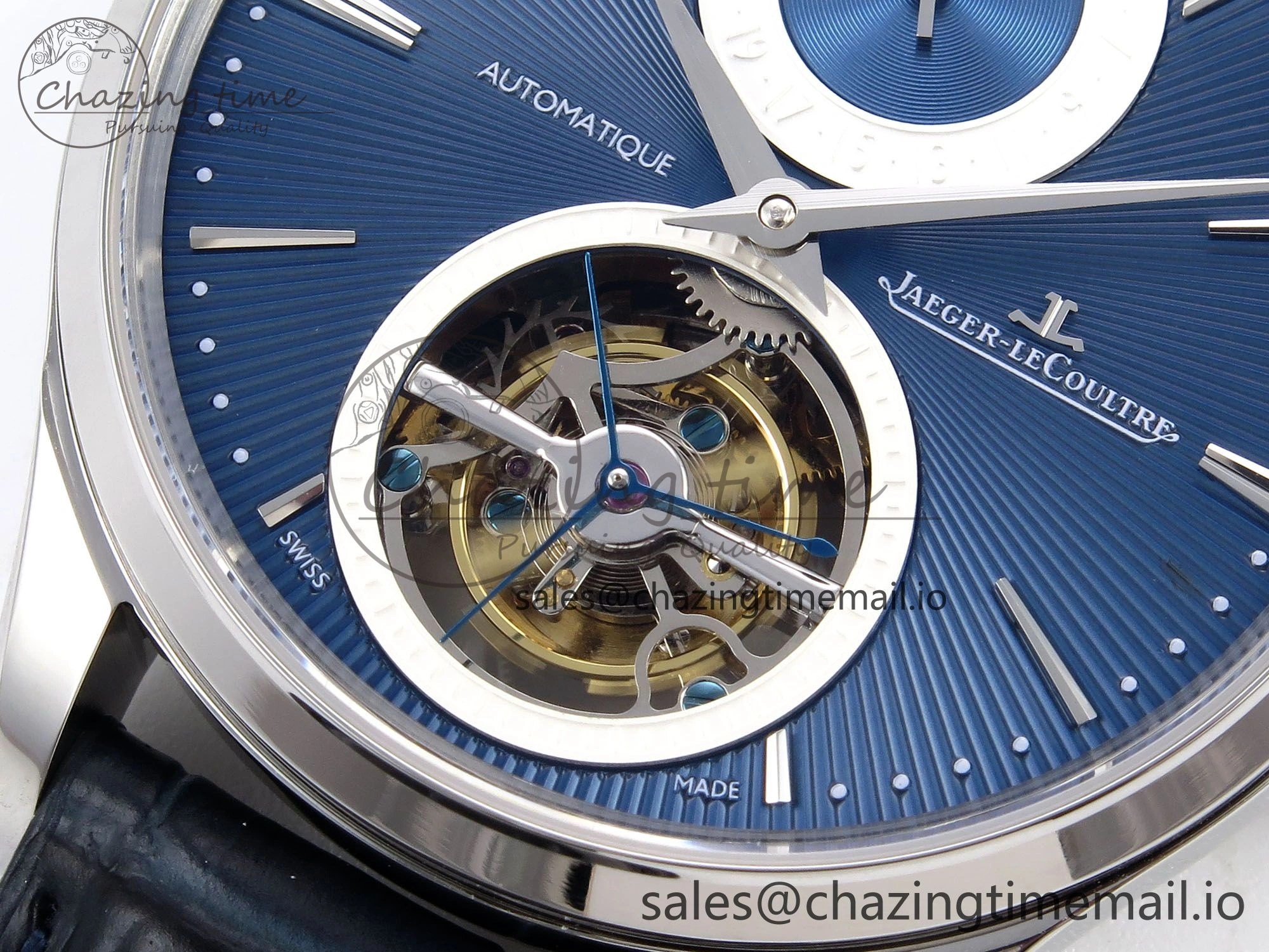 Master Ultra Thin Tourbillon SS APSF Best Edition Blue Dial on Blue Leather Strap HighQuality 7405