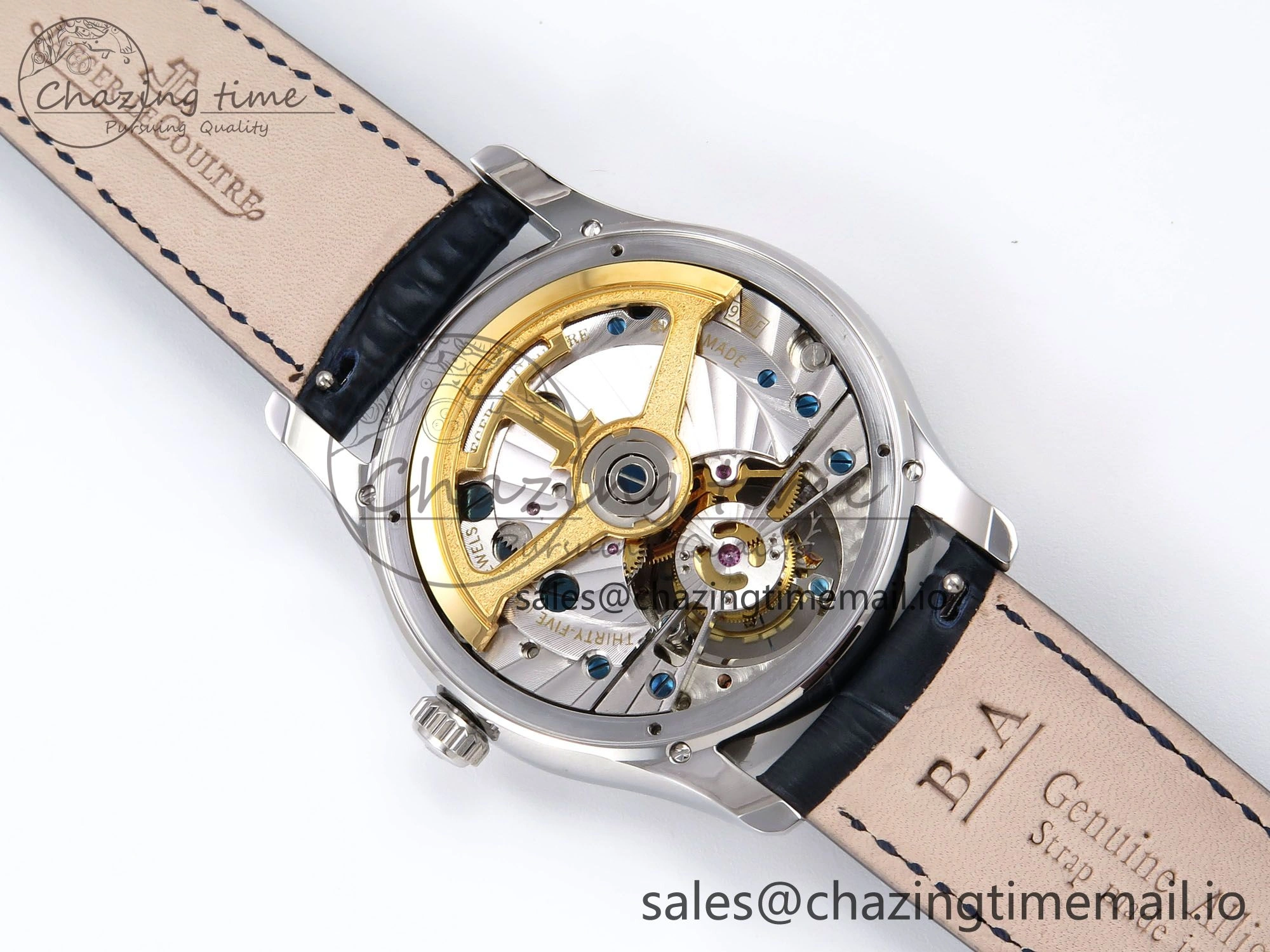 Master Ultra Thin Tourbillon SS APSF Best Edition Blue Dial on Blue Leather Strap HighQuality 7405