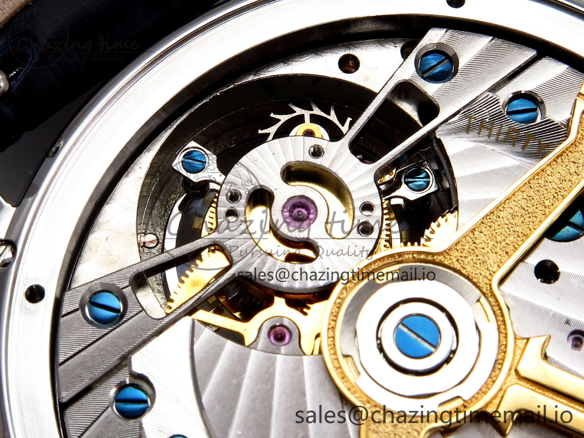 Master Ultra Thin Tourbillon SS APSF Best Edition Blue Dial on Blue Leather Strap HighQuality 7405