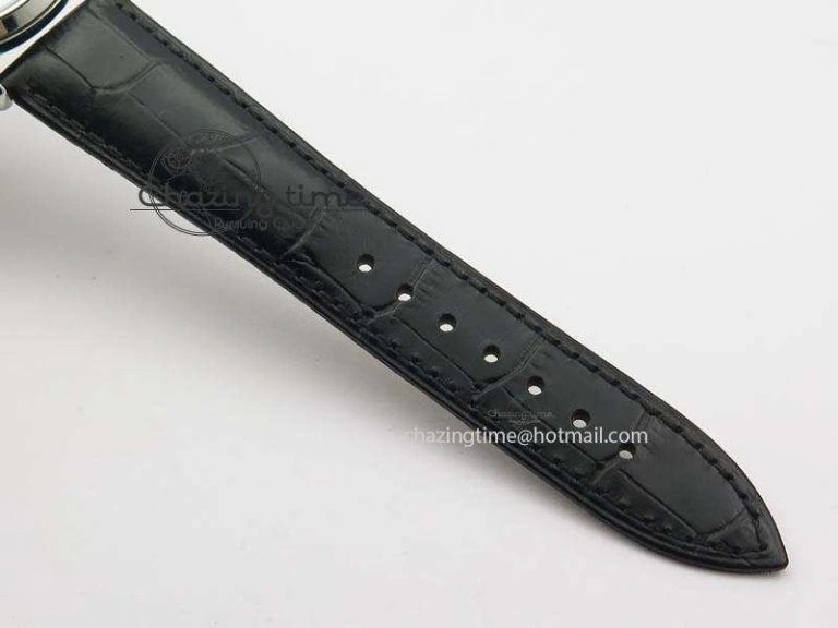 Master Ultra Thin Tourbillon SS Black Dial On Black Leather Strap Supportive 7505